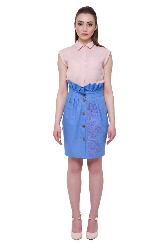 Embroidered skirt “Vihola” light-blue