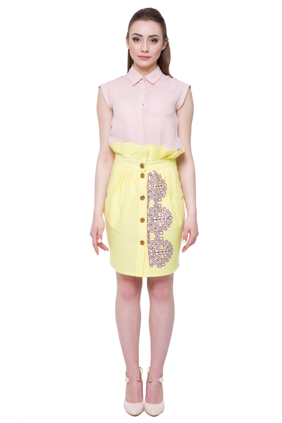 Embroidered skirt “Snowstorm” yellow