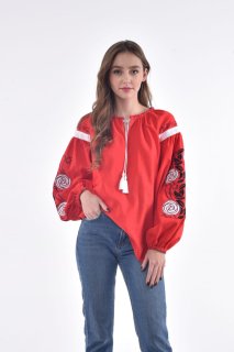 Damen-Wyschywanka „Dyka Ruscha“ Rot von 2KOLYORY