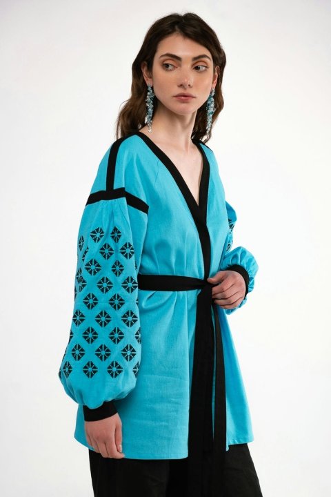 Vyshyvanka pour femme "Dolynka" Turquoise de 2KOLYORY