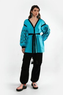 Vyshyvanka pour femme "Dolynka" Turquoise de 2KOLYORY