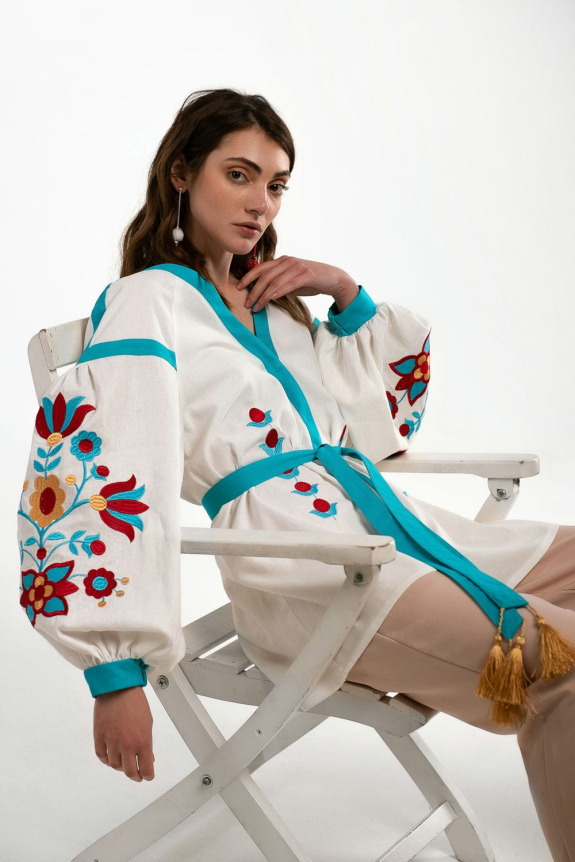 Women's embroidery "Flower" milk - tenderness and traditional Ukrainian style.