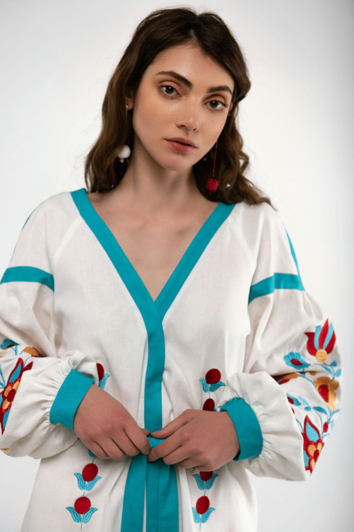 Women's embroidery "Flower" milk - tenderness and traditional Ukrainian style.