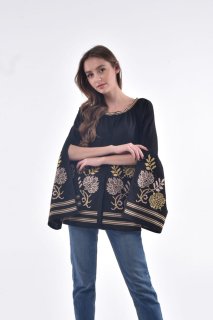 Women's embroidered jacket "Knyajna" black - refined and elegant Ukrainian style.