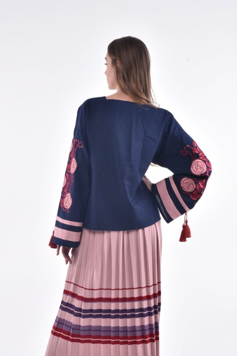 Vyshyvanka da donna "Shypshyna" blu scuro di 2KOLYORY