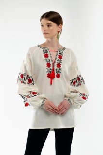 Women's embroidered shirt "Dolya" milk - tenderness and traditions in an elegant style