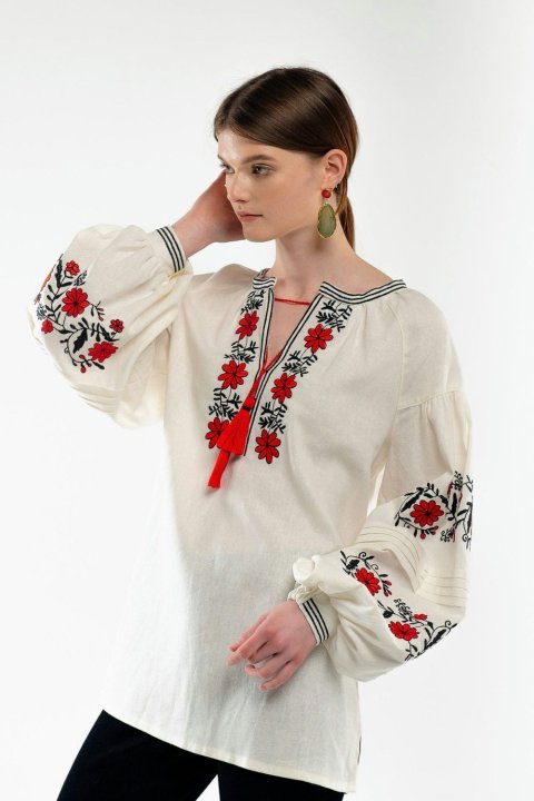 Vyshyvanka da donna "Dolya" color latte di 2KOLYORY