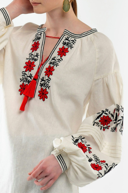 Women's embroidered shirt "Dolya" milk - tenderness and traditions in an elegant style