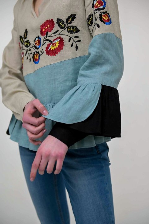 Damen-Vyshyvanka „Kamianka“ Beige von 2KOLYORY
