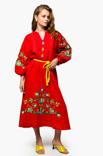 Embroidery dress "Dykanka" red