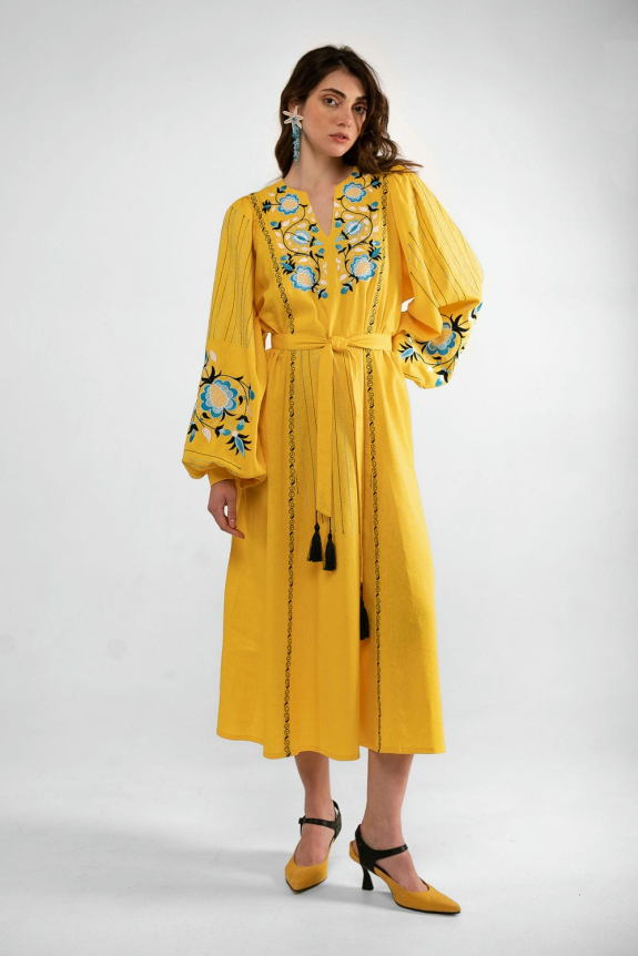 Вышитое платье "Любымивка" желтое