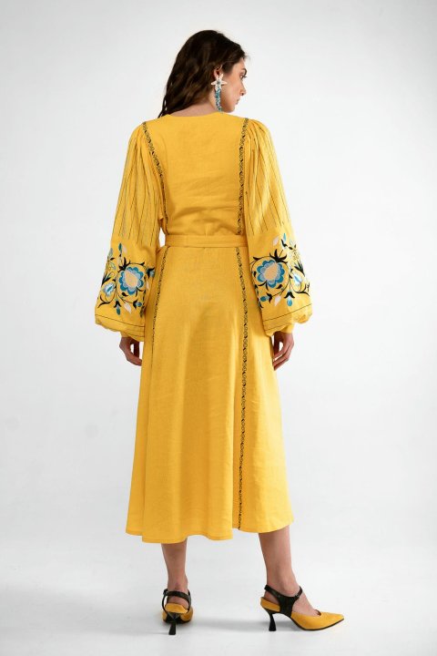 Vestido bordado para mujer "Liubymivka" amarillo de 2KOLYORY