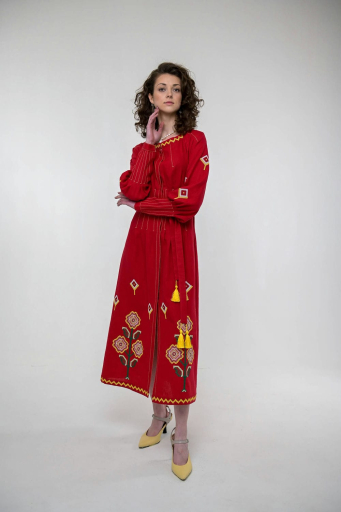 Embroidered dress Melanka red