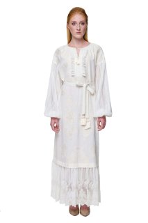 Embroidered dress "Molfarka" milk - mysticism and sophistication in every stitch