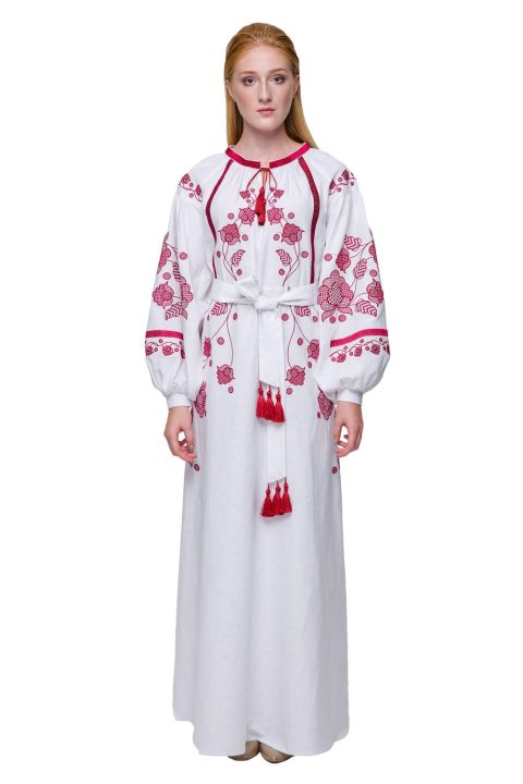 Vestido Bordado Feminino „Hromovytsia” Bordô da 2KOLYORY