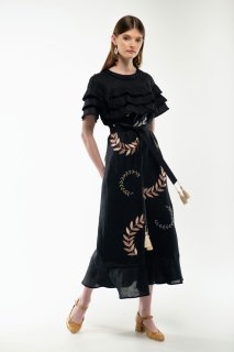 The embroidered dress "Pannochka" is black - a combination of elegance and tradition