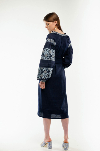 Embroidered dress Spadok dark blue
