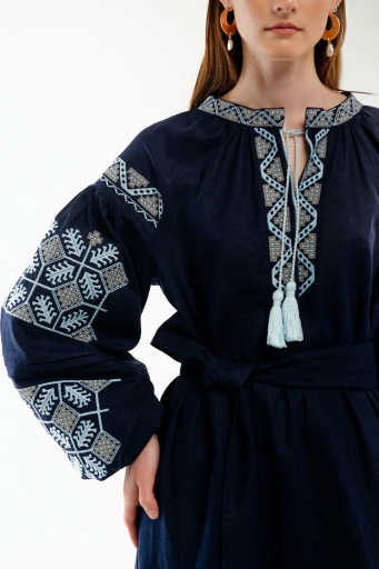 Embroidered dress Spadok dark blue
