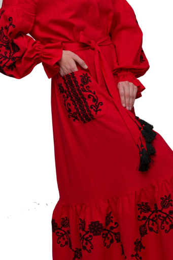 Dress embroidered “Eastern garden” red