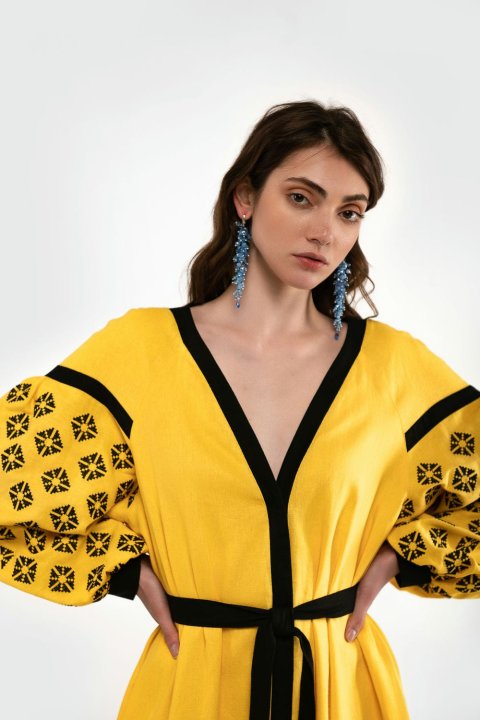 Vestido bordado para mujer "Dolyna" amarillo de 2KOLYORY