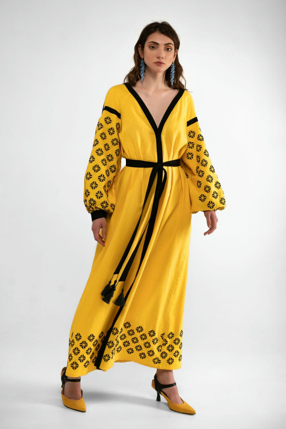 Embroidery dress "Dolyna"  yellow