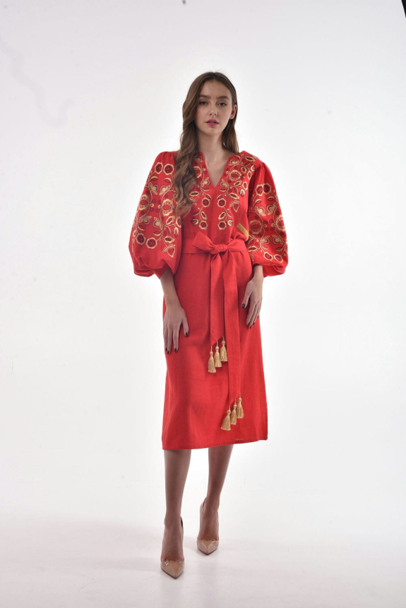 Embroidered dress “Znahidka”  red