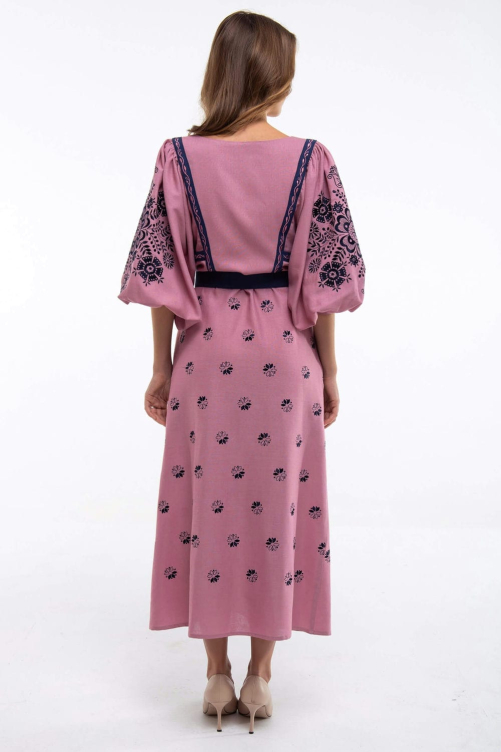 Dress embroidered Rosynka pouder - gentle and elegant Ukrainian image.