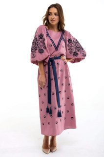 Dress embroidered Rosynka pouder - gentle and elegant Ukrainian image.