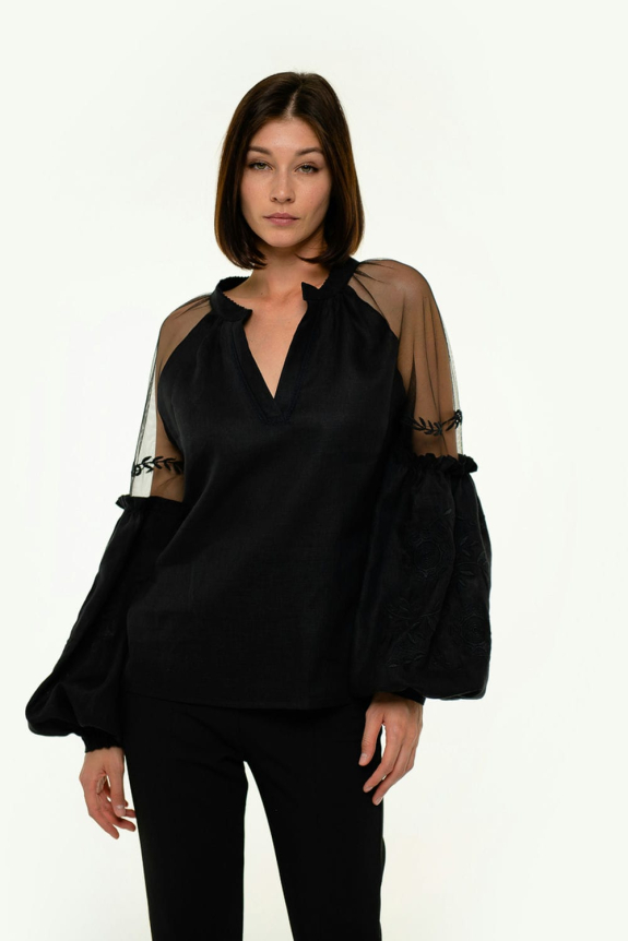 Embroidered blouse Marevo black