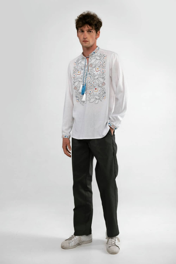 Men's embroidered shirt "Strilkivtsi" white