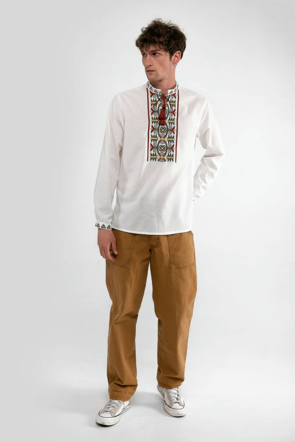 Men's embroidered shirt "Kaniv" milk