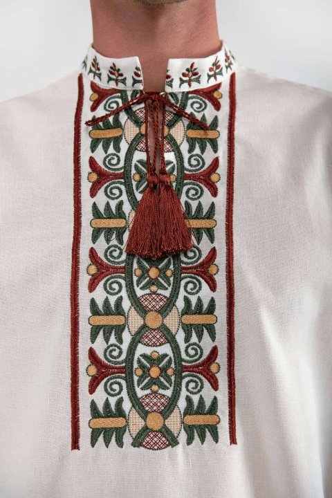 Camicia ricamata da uomo «Kaniv» color crema – Elegante stile ucraino