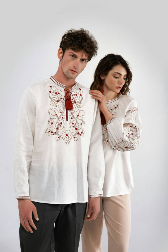Men's Embroidered Shirt "Lebedyn" Cream – Traditional Ukrainian Style