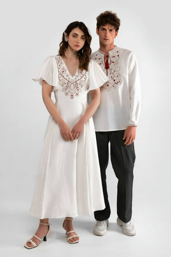 Men's Embroidered Shirt "Lebedyn" Cream – Traditional Ukrainian Style