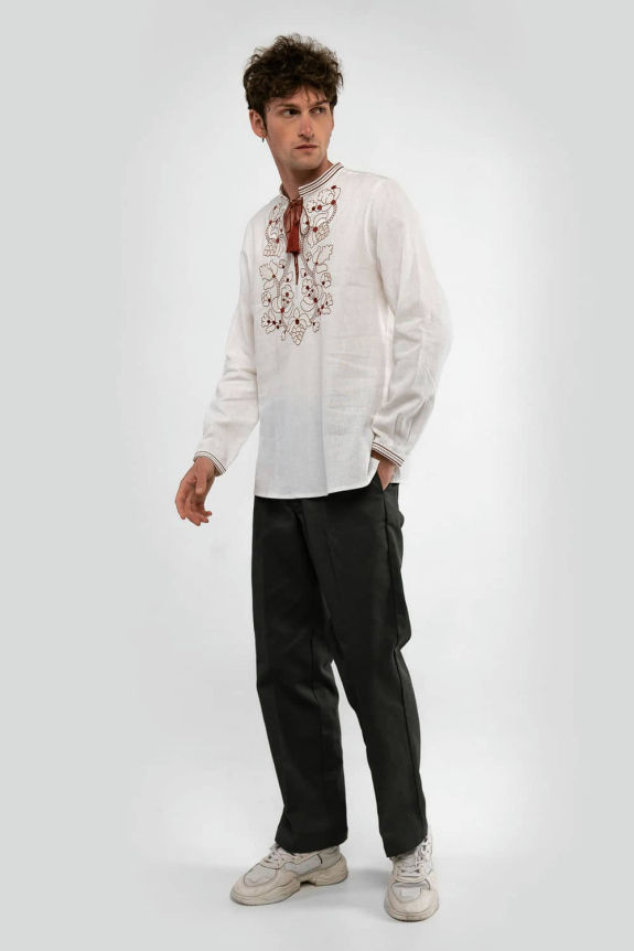 Men's Embroidered Shirt "Lebedyn" Cream – Traditional Ukrainian Style