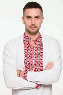Men's embroidered shirt "Two Elements" red and black - strength and authenticity