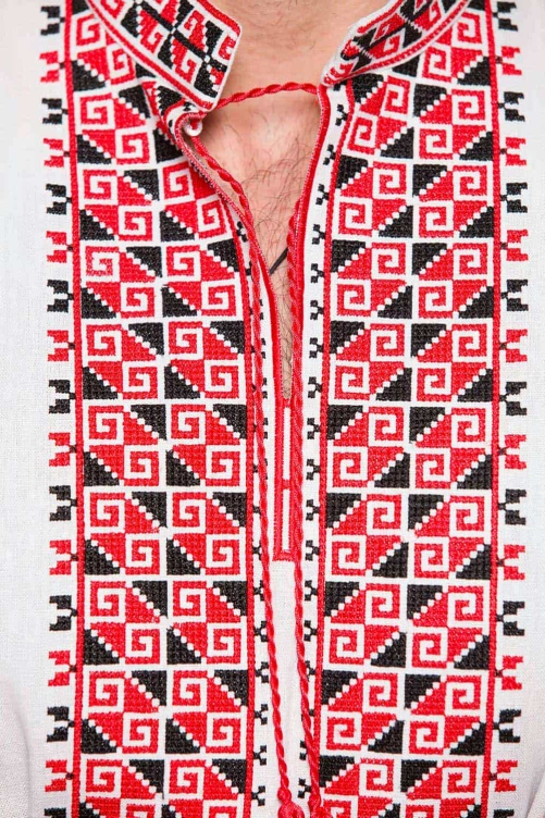 Чоловіча вишиванка "Дві стихії" червоно-чорна – сила і автентичність