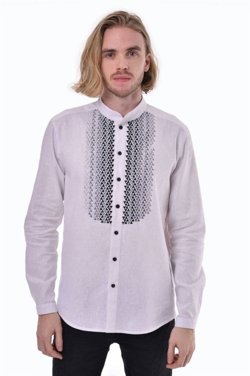 Men's white embroidered shirt "Whisper" - style and tradition