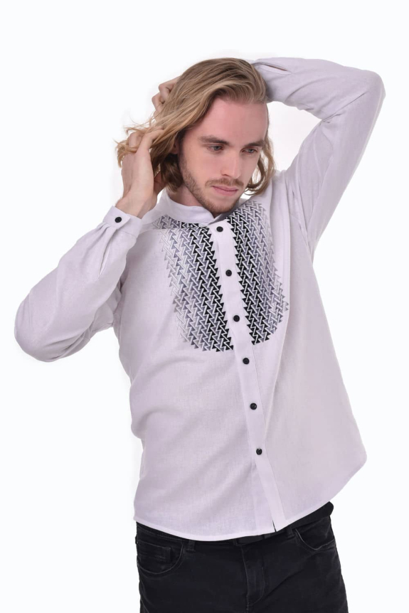 Men's white embroidered shirt "Whisper" - style and tradition