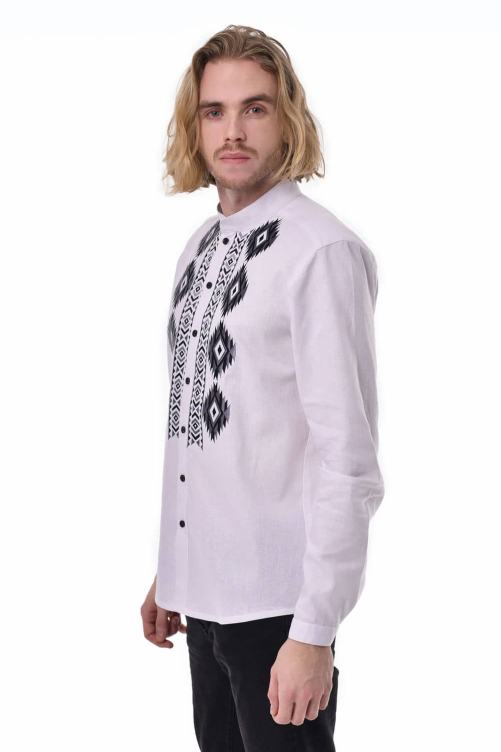 Men's white embroidered shirt "Zvaga" is an exquisite national image