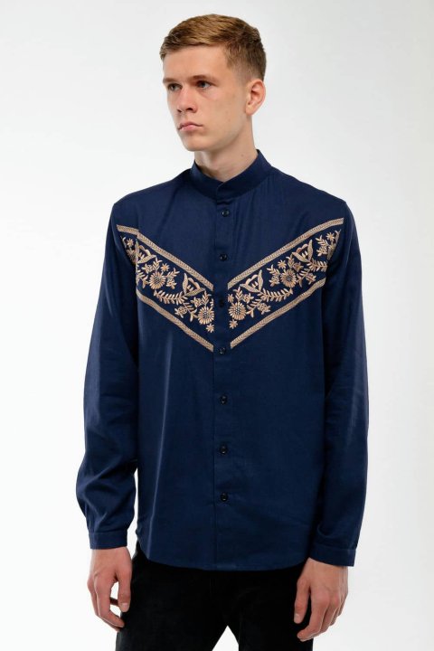 深蓝色男士刺绣外套——在深邃的传统色调中展现优雅