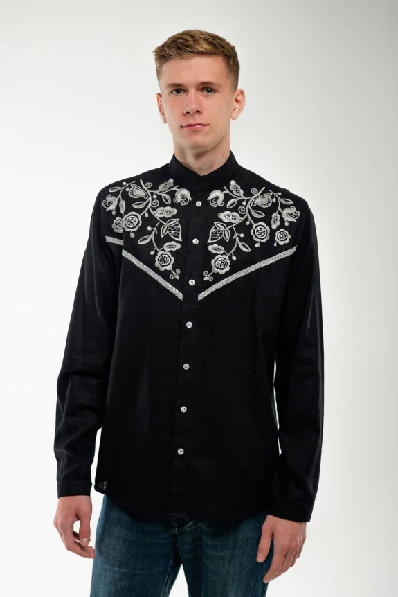 Embroidered shirt for men Znahidka black