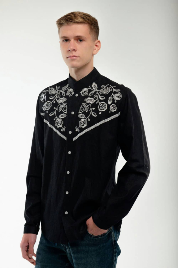Men's embroidered jacket "Nakhidka" black - elegance and authenticity