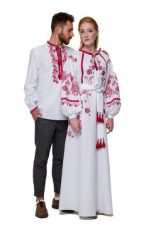 Сімейні вишиванки "Грім" та "Громовиця" бордо – сила та стиль українських традицій.