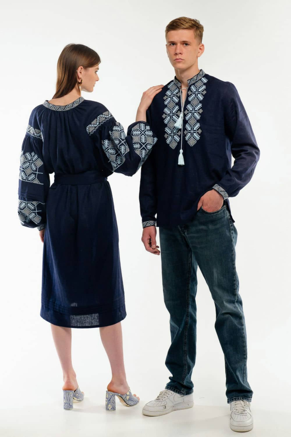 Family embroidered "Spadok" dark blue - a symbol of traditions and family values.