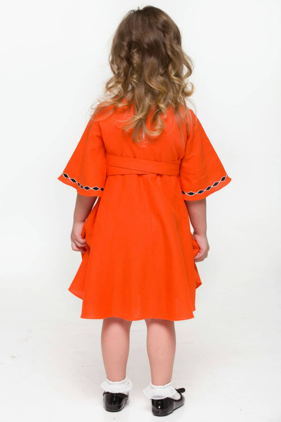 Сукні вишиванки для мами та доці "Пробудження" оранж – яскравий і теплий сімейний образ.