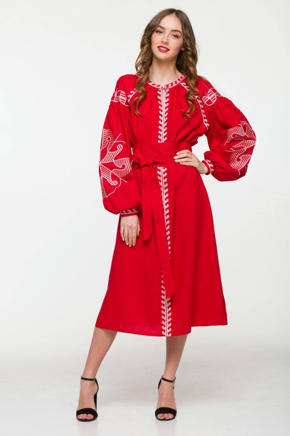 Сукні вишиванки для мами та дочки "Веснянка" бордо – стиль і єдність у сімейному образі.