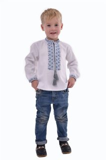 Embroidered shirt for boys "Dvi styii" blue - a stylish combination of traditions and modern design.