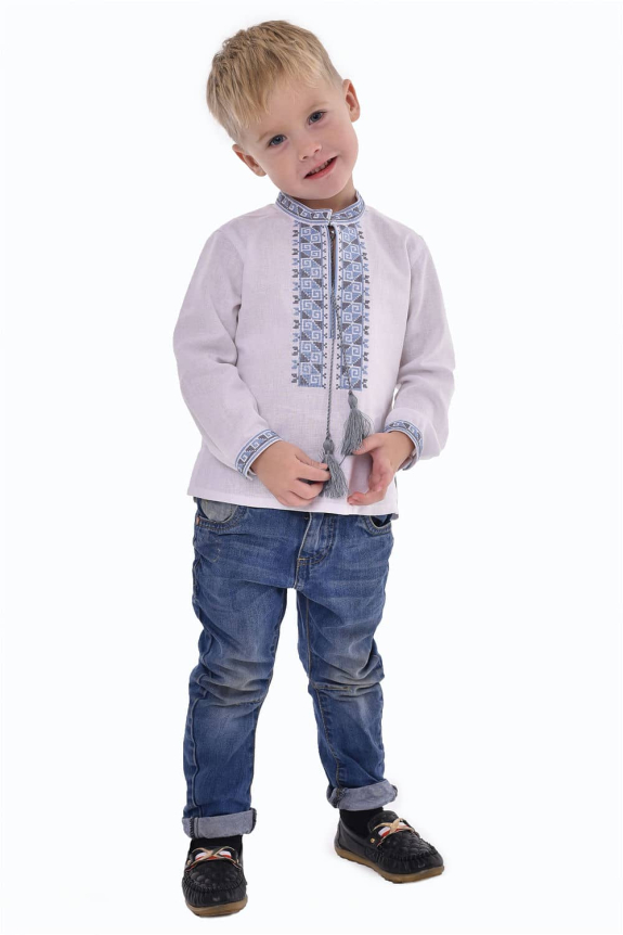 Embroidered shirt for boys "Dvi styii" blue - a stylish combination of traditions and modern design.