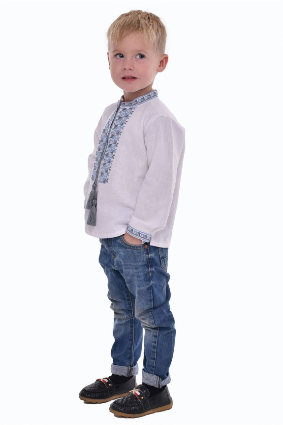 Embroidered shirt for boys "Dvi styii" blue - a stylish combination of traditions and modern design.